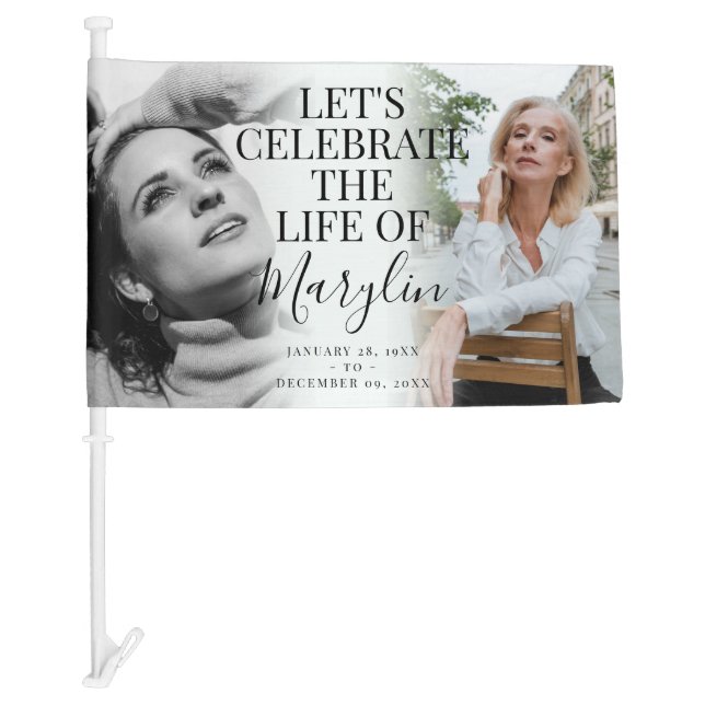 Funeral Memorial Before & After Photo Poster Car Flag (Front)