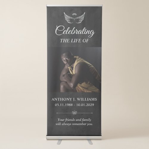 Funeral Memorial Black Personalized Photo Retractable Banner