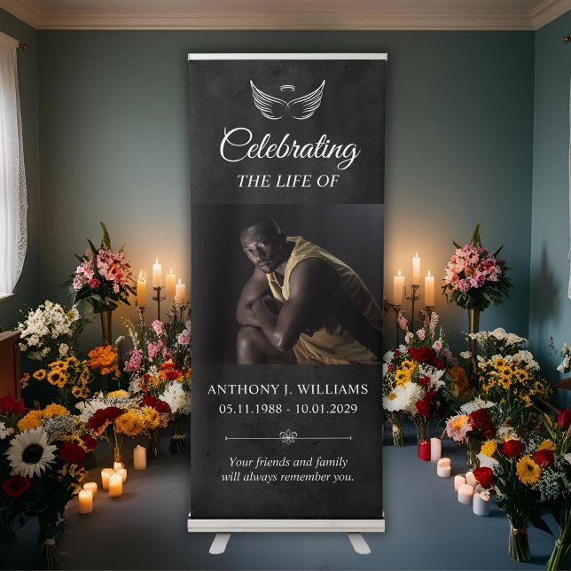 Funeral Memorial Black Personalized Photo Retractable Banner (Funeral Memorial Black Personalized Photo Retractable Banner
)