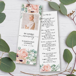 Funeral Memorial Blush Pink Floral Mini Bookmark