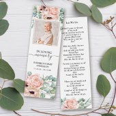 Funeral Memorial Blush Pink Floral Mini Bookmark