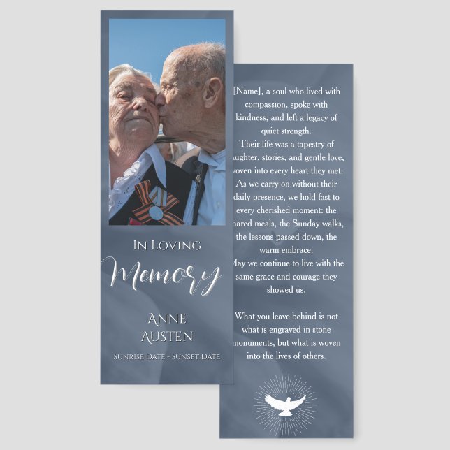Funeral Memorial | Bookmark Card (Front & Back)