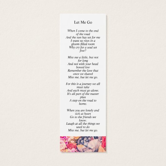 Funeral Memorial Bright Floral Mini Bookmark (Back)