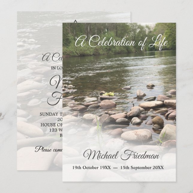 Funeral Memorial  Celebration of Life Jewish Invitation (Front/Back)