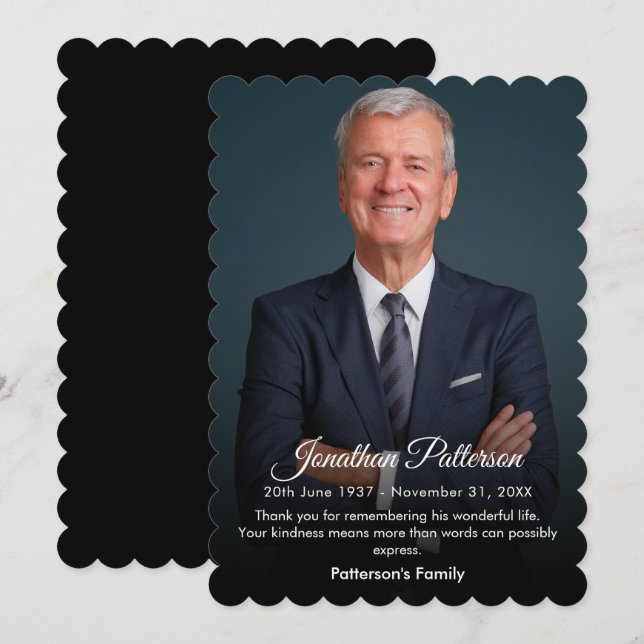 Funeral Memorial | Celebration of Life Sympathy  Thank You Card (Front/Back)