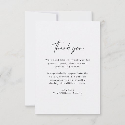 Funeral Memorial | Celebration of Life Sympathy Thank You Card | Zazzle