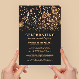 Funeral Memorial Chinese Sky Lanterns Invitation