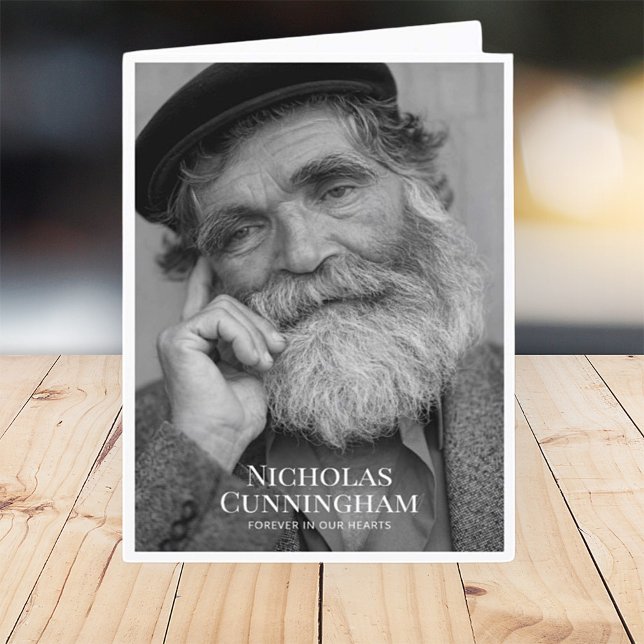 Funeral Memorial Classic Simple Photo and Message Thank You Card (Creator Uploaded)