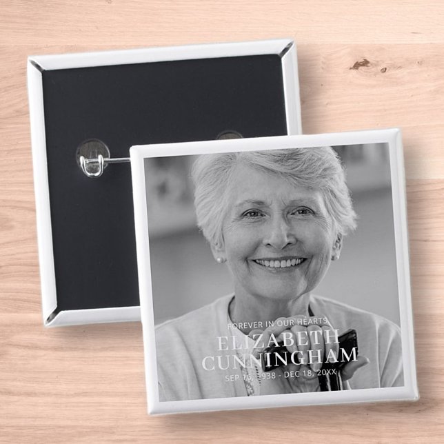 Funeral Memorial Classic Simple Photo Button (Creator Uploaded)