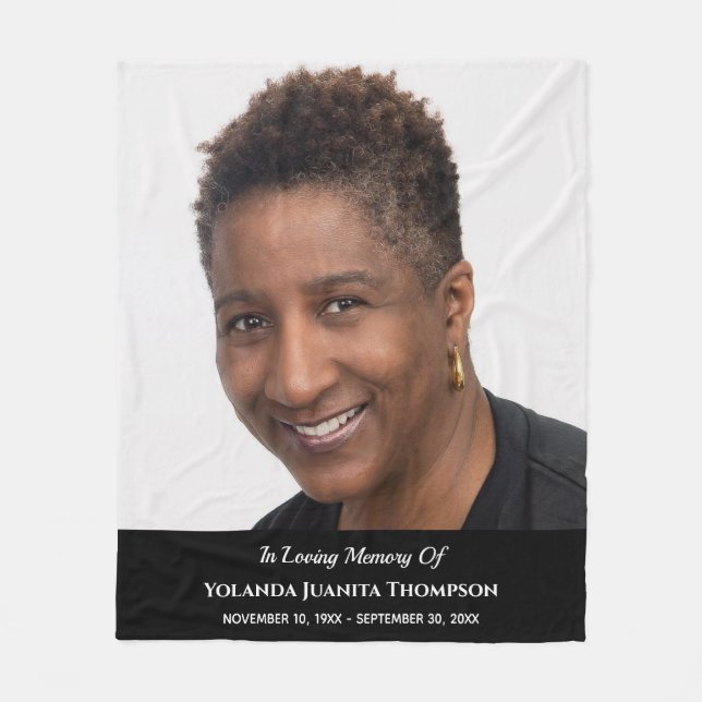 Funeral Memorial Custom Photo Bereavement Sympathy Fleece Blanket (Front)