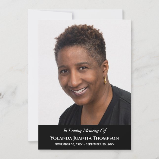 Funeral Memorial Custom Photo Bereavement Sympathy Invitation (Front)