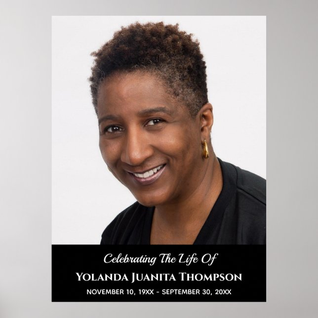 Funeral Memorial Custom Photo Bereavement Sympathy Poster (Front)