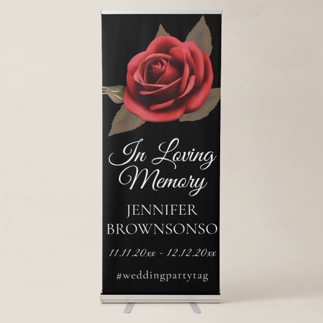 Funeral Memorial Custom Photo Loving Memory black Retractable Banner (Front)