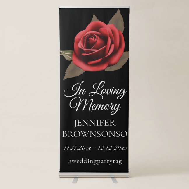 Funeral Memorial Custom Photo Loving Memory black Retractable Banner