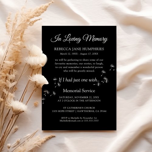 Funeral Memorial Dandelion | Celebration of Life