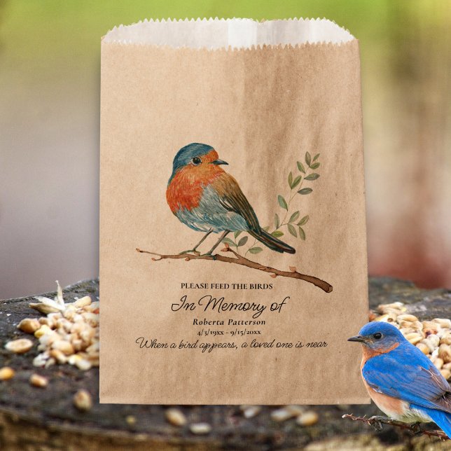 Funeral Memorial Favor Bluebird Bird Seed  Favor Bag (Creator Uploaded)