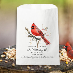 Funeral Memorial Favor Cardinal Bird Seed  Bag
