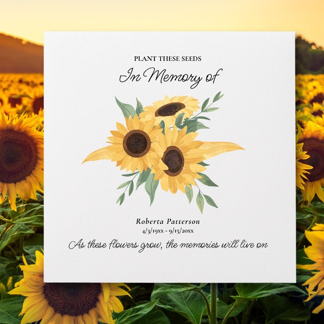 Funeral Memorial Favor, Sunflower Seeds Custom Envelope (Creator Uploaded)