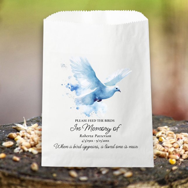 Funeral Memorial Favor White Dove Bird Seed Favor Bag (Creator Uploaded)