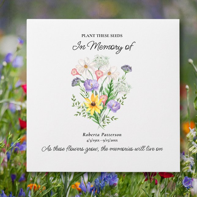 Funeral Memorial Favor, Wild Flower Seeds Custom Envelope (Creator Uploaded)