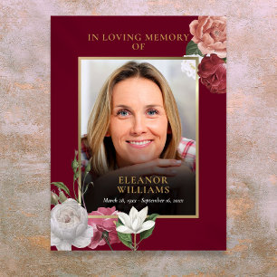 Funeral Memorial Floral Photo Celebration Of Life Poster