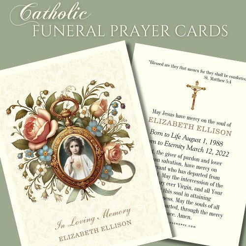 Funeral Memorial Floral Religious Prayer Card