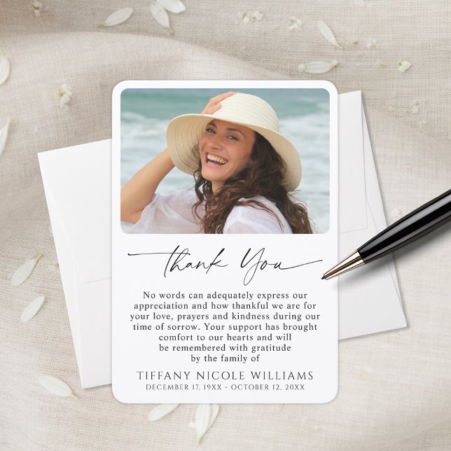 Funeral Memorial Forever In Our Hearts Photo Thank You Card (Creator Uploaded)