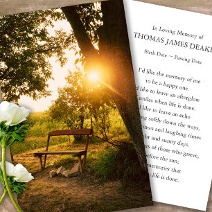 Funeral Memorial Garden Prayer Sympathy Cards