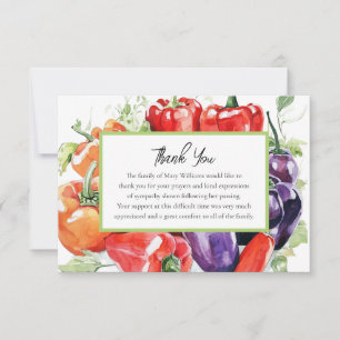 Funeral Memorial Garden Vegetable Thank You  Card