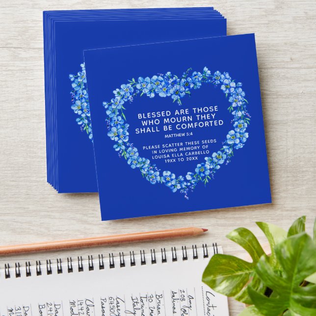 Funeral memorial gift blue forget-me-not seed  envelope (Stacked)