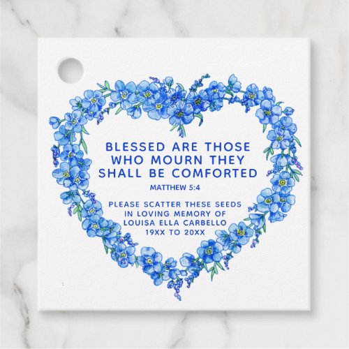 Funeral memorial gift blue forget_me_not seed  favor tags
