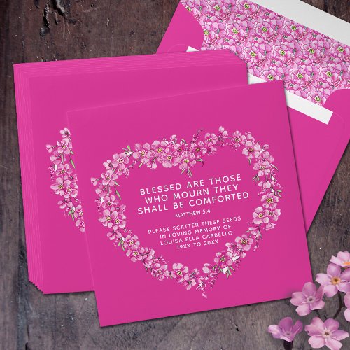 Funeral memorial gift pink forget_me_not seed  envelope