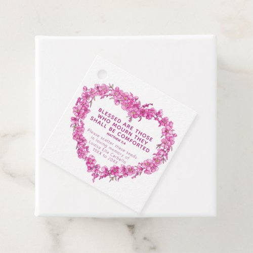 Funeral memorial gift pink forget_me_not seed  favor tags