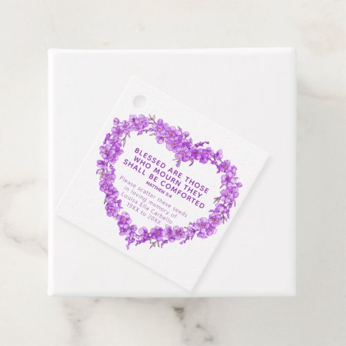 Funeral memorial gift purple forget_me_not seed favor tags