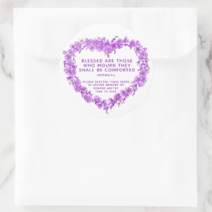 Funeral memorial gift purple wreath scatter seed classic round sticker