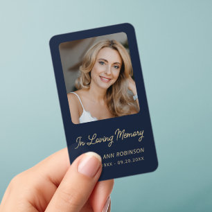 Funeral Memorial Gold Blue Prayer  Clear Business Cards