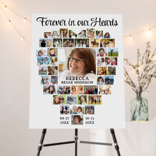 Funeral Memorial Heart Shaped 44 Photo Collage Foam Board