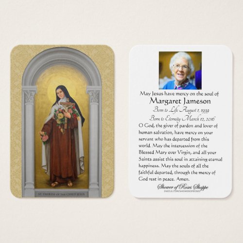 Funeral Memorial Holy Card St Therese Lisieux