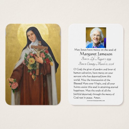 Funeral Memorial Holy Card St Therese Lisieux