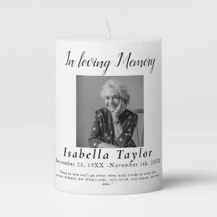 Funeral Memorial In loving Memory Black & White Pillar Candle
