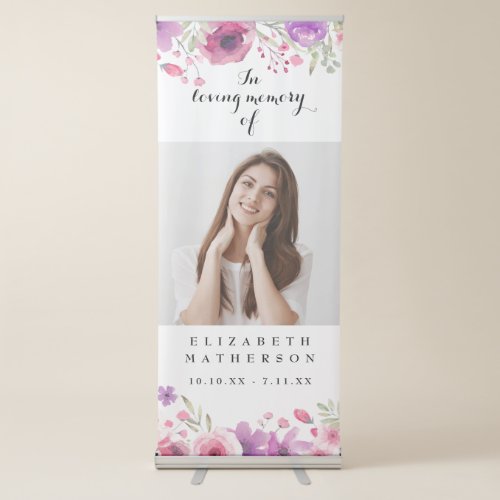 Funeral Memorial In Loving Memory Floral Photo Retractable Banner