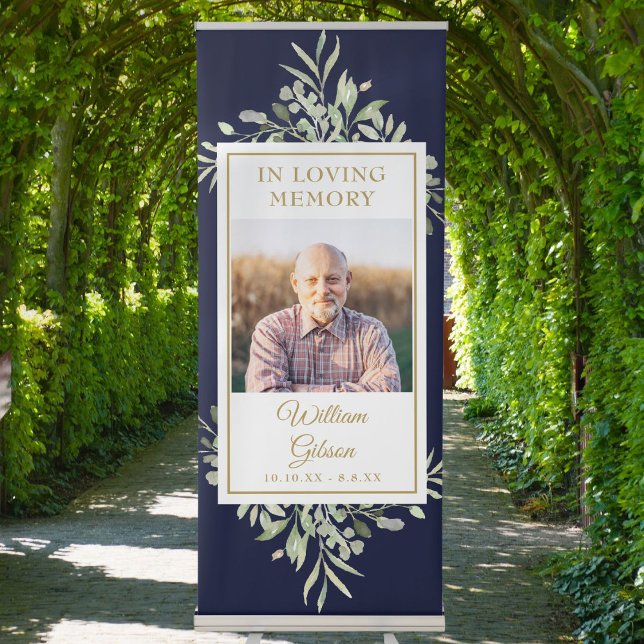 Funeral Memorial In Loving Memory Greenery Photo Retractable Banner (Funeral Memorial In Loving Memory Greenery Photo Retractable Banner)