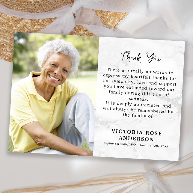 Funeral Memorial In Loving Memory Photo Sympathy Thank You Card (Creator Uploaded)