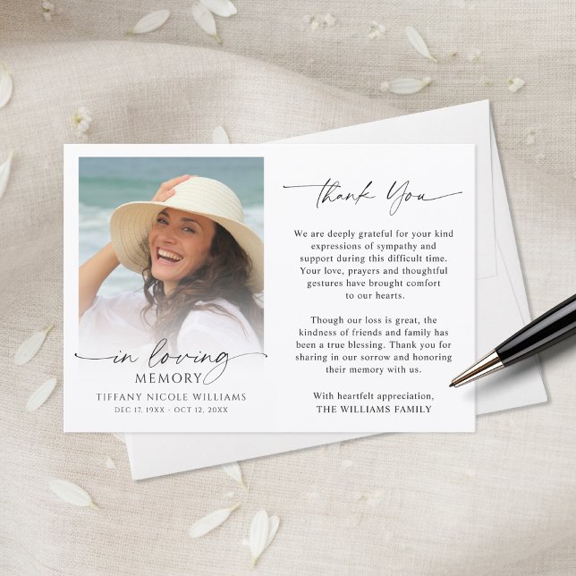 Funeral Memorial In Loving Memory Photo Thank You Card (Creator Uploaded)