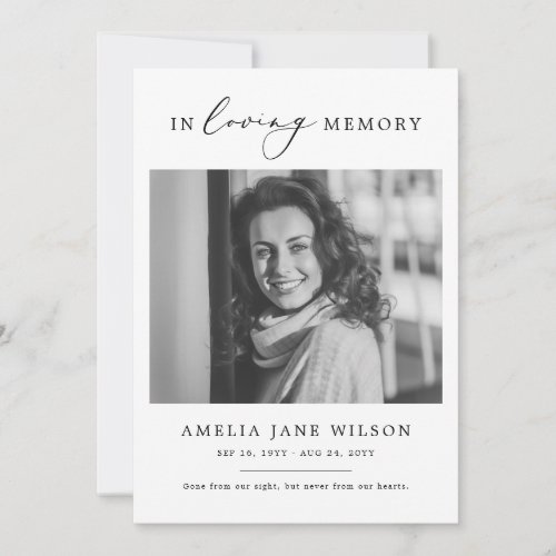 Funeral Memorial In Loving Memory Sympathy Photo Thank You Card