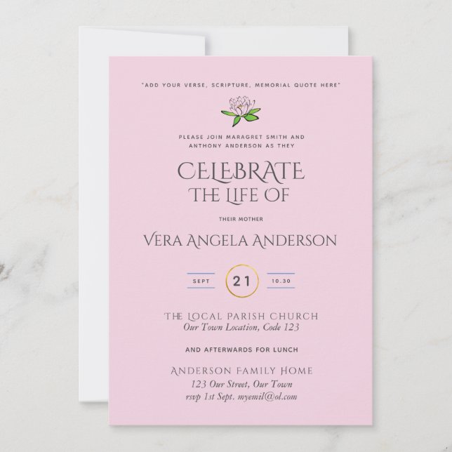 Funeral Memorial INVITE Celebration of Life (Front)