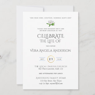Funeral Memorial INVITE Celebration of Life