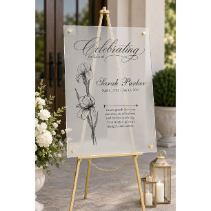 Funeral Memorial Iris Floral Welcome Sign