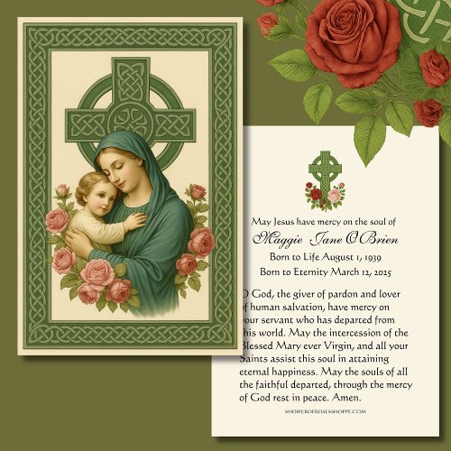 Funeral Memorial Irish Celtic Cross Mary Jesus