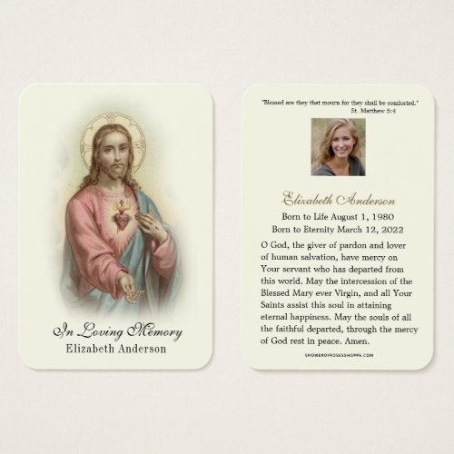Funeral Memorial Jesus  Prayer Holy Card